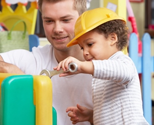 child playing construction