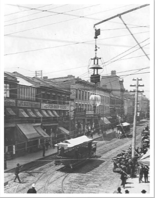 Tramways tirés par des chevaux sur la rue Yonge avant les années 1900