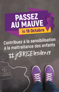 Octobre est le Mois de la prévention du mauvais traitement des enfants : Passez au mauve le mercredi 19 octobre