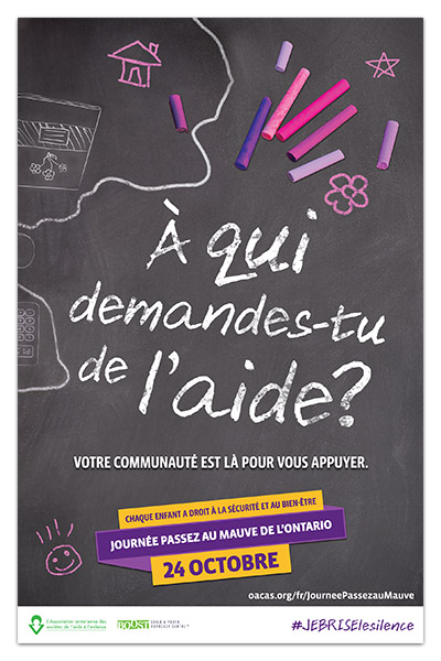 Les sociétés d’aide à l’enfance et les écoles de toute la province tiennent la JOURNÉE PASSEZ AU MAUVE le 24 octobre pour revendiquer le droit de chaque enfant et jeune à la sécurité et au bien-être