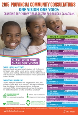 2015 Provincial Community Consultations One Vision One Voice Flyer