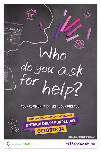 Children’s Aid Societies and schools across the province DRESS PURPLE on October 24 to speak up for every child and youth’s right to safety and well-being