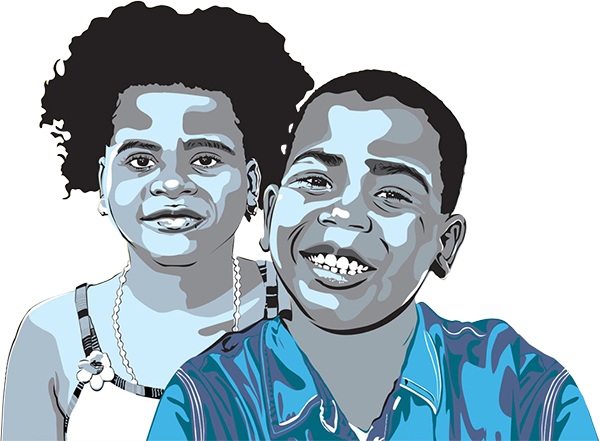 illustration of Black girl and boy