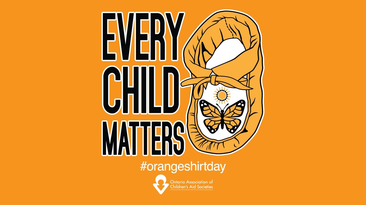 Every Child Matters Logo designed by Artist Tracey Anthony with OACAS logo and #orangeshirtday