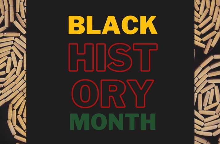 words black history month against a black background