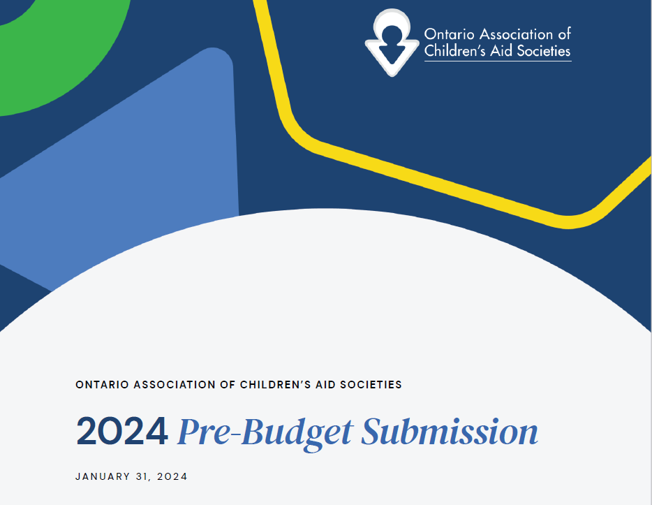 Cover image from 2024 OACAS pre-budget. Colourful shapes with OACAS logo and the date January 31, 2024.