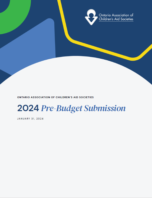 Cover image from 2024 OACAS pre-budget. Colourful shapes with OACAS logo and the date January 31, 2024.
