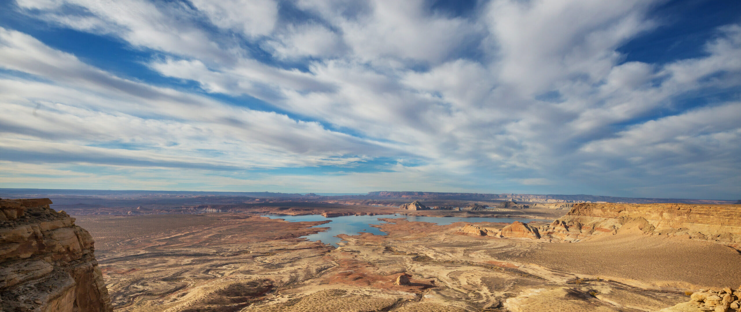 Unusual landscapes in Powell lake, USA. Travel background.
